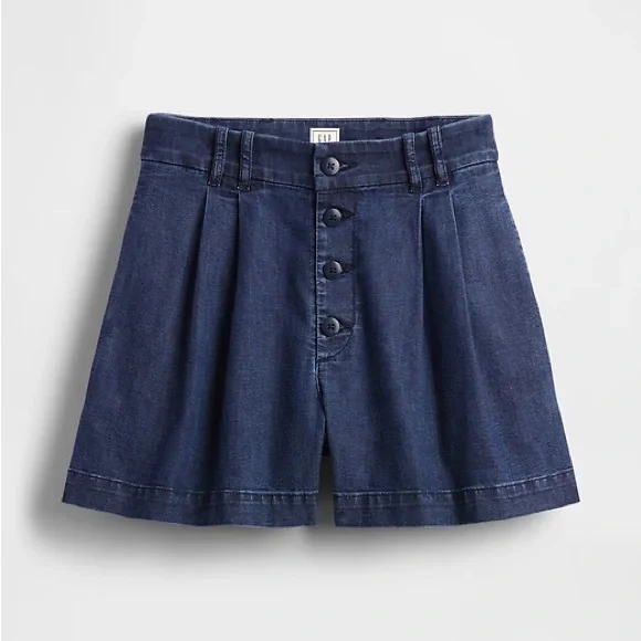 Gap × DÔEN High Rise Pleated Denim Trouser Shorts - Picture 4 of 5